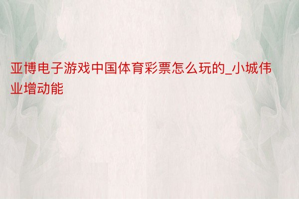 亚博电子游戏中国体育彩票怎么玩的_小城伟业增动能